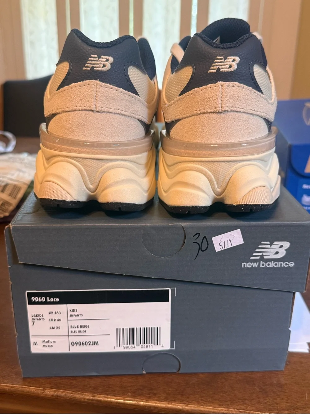 New Balance Kids White and Navy Casual Sneakers